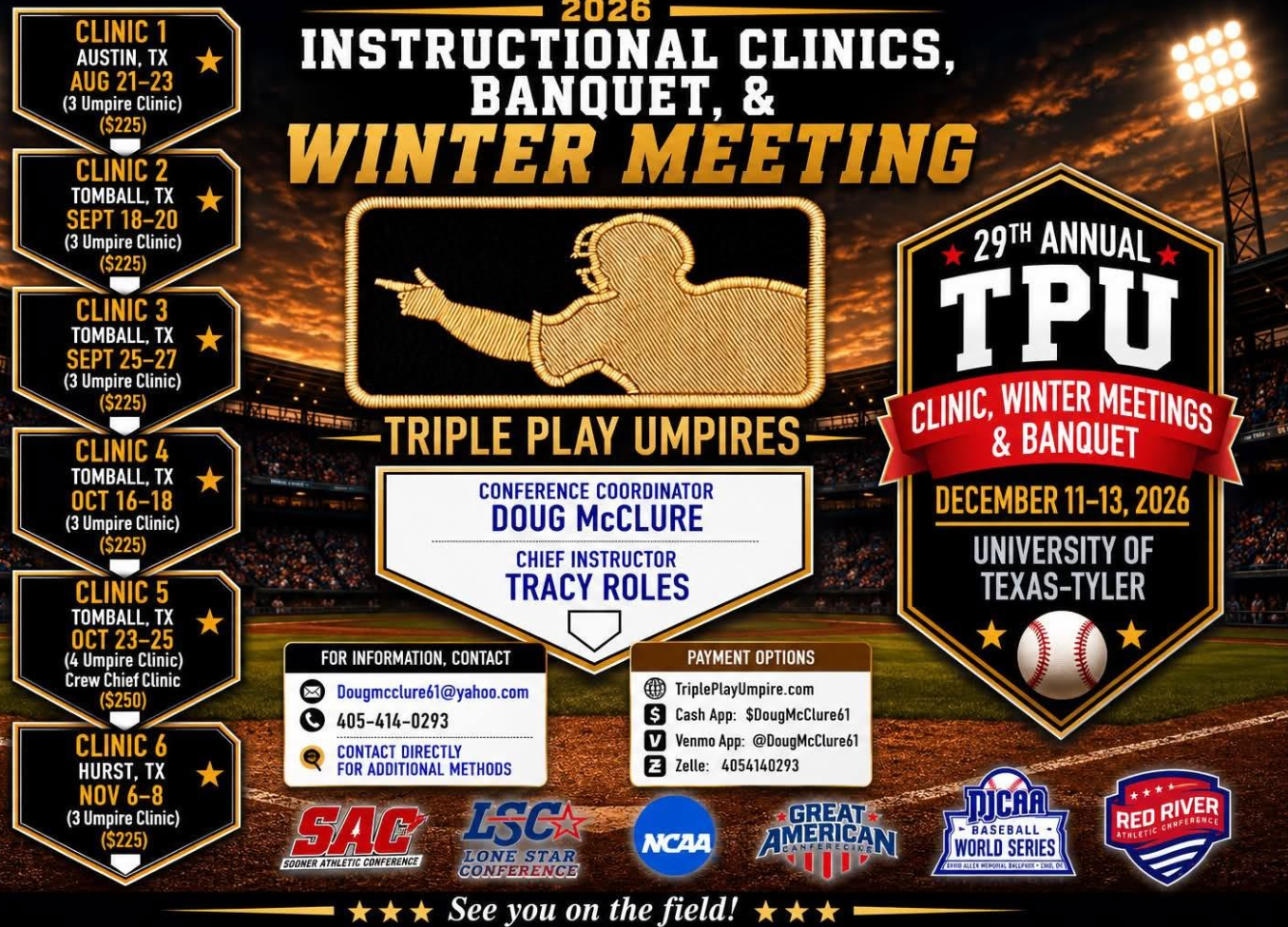 2026 Triple Play Umpire Camps | Lonestar, SAC, Great American, Red River