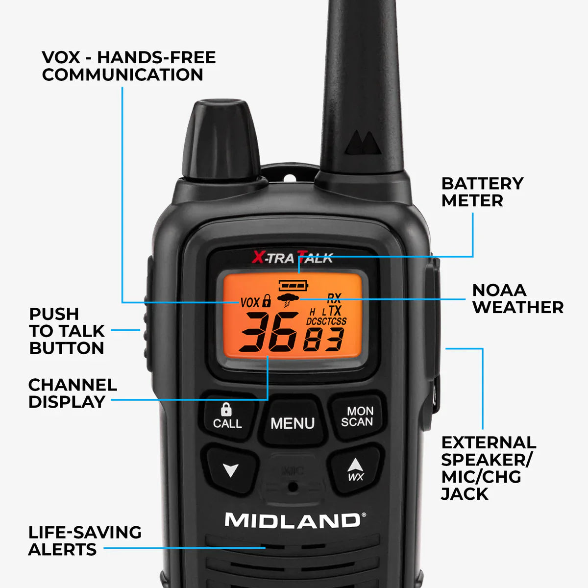 Midland LXT600 FRS License-Free Walkie Talkie 2 Pack - LXT600VP3