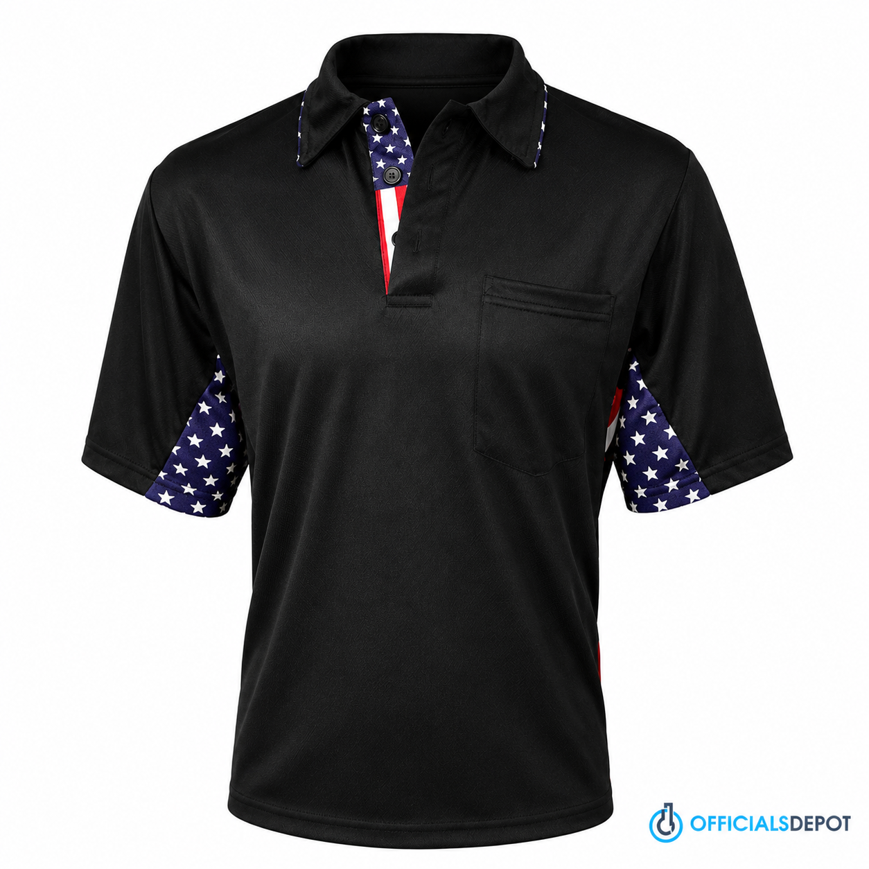 Clearance/ Outlet - Officials Depot Exclusive: Major League Replica Umpire Shirt - USA FLAG (DEFECTIVE- No returns/ Exchanges)