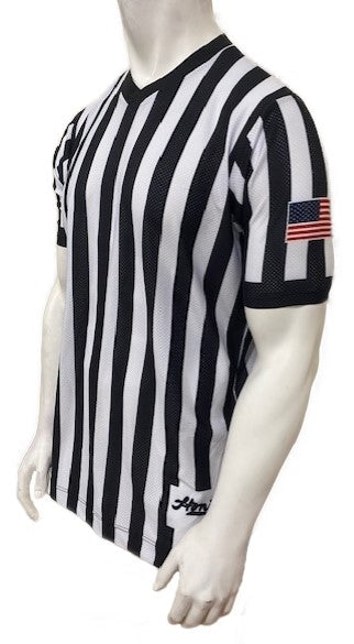 *NEW* Honig's Pro-Stretch V-Neck Basketball Officials Jersey Sublimated American Flag on Left Sleeve