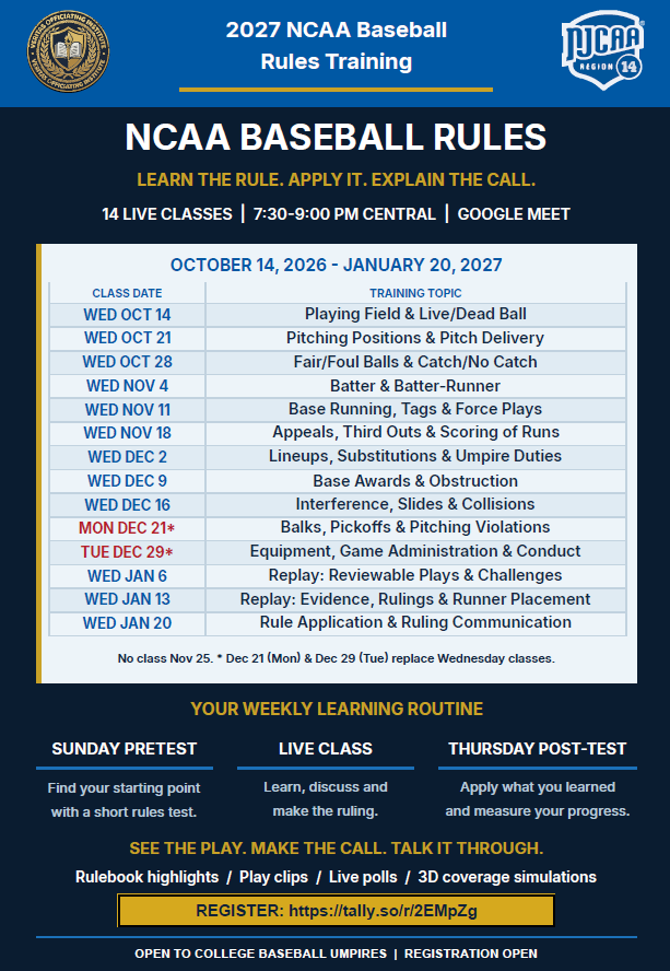 2027 NCAA Baseball Rules Training | Presented By Veritas Officiating Institute