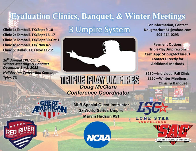 For Immediate Release: TPU Umpire Clinic Dates Announced
