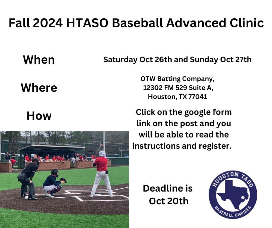 Fall 2024 HTASO Baseball Advanced Clinic