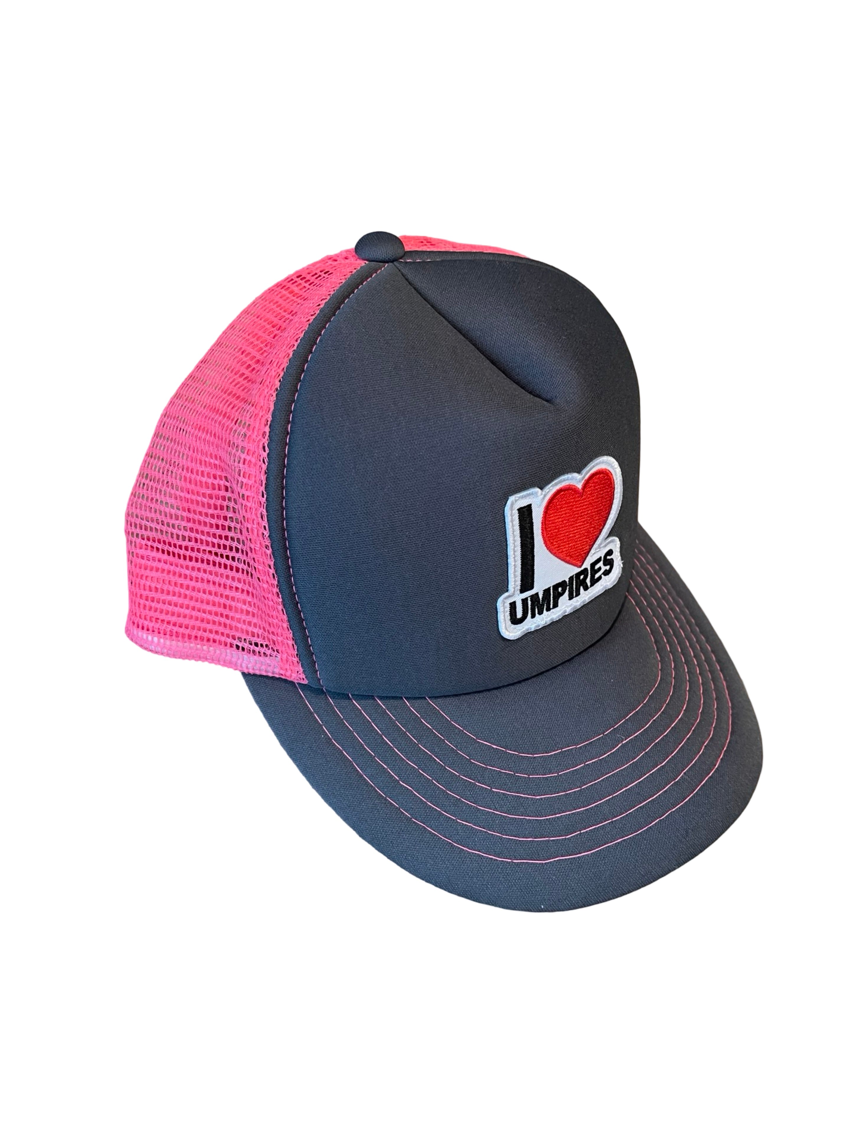 I  ❤️ Umpires Pink Trucker Hat | 100% of proceeds go towards the Student Referee Scholarship