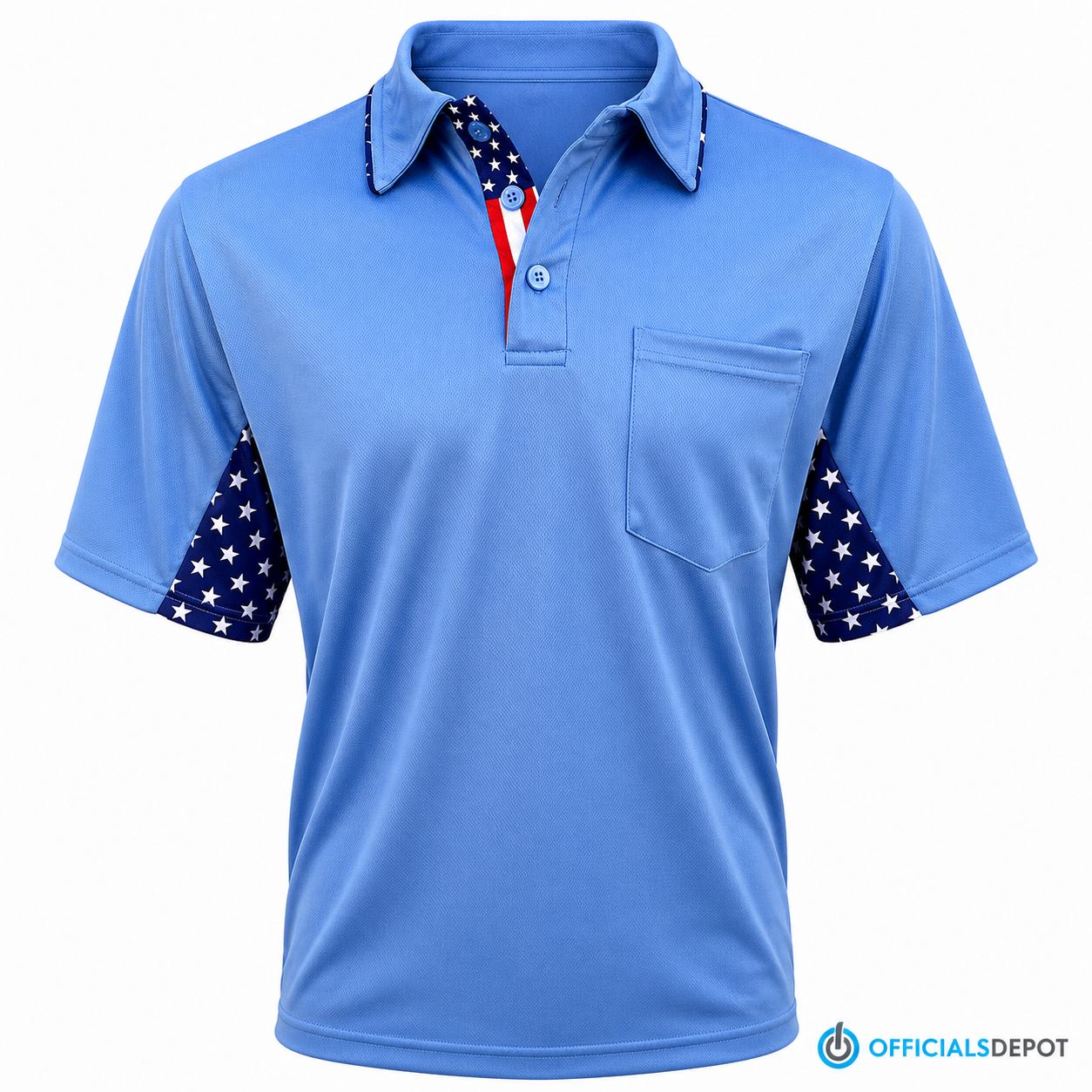 Officials Depot Exclusive:  Major League Replica Umpire Shirt  [Sky Blue ] USA FLAG ( NOW IN STOCK)