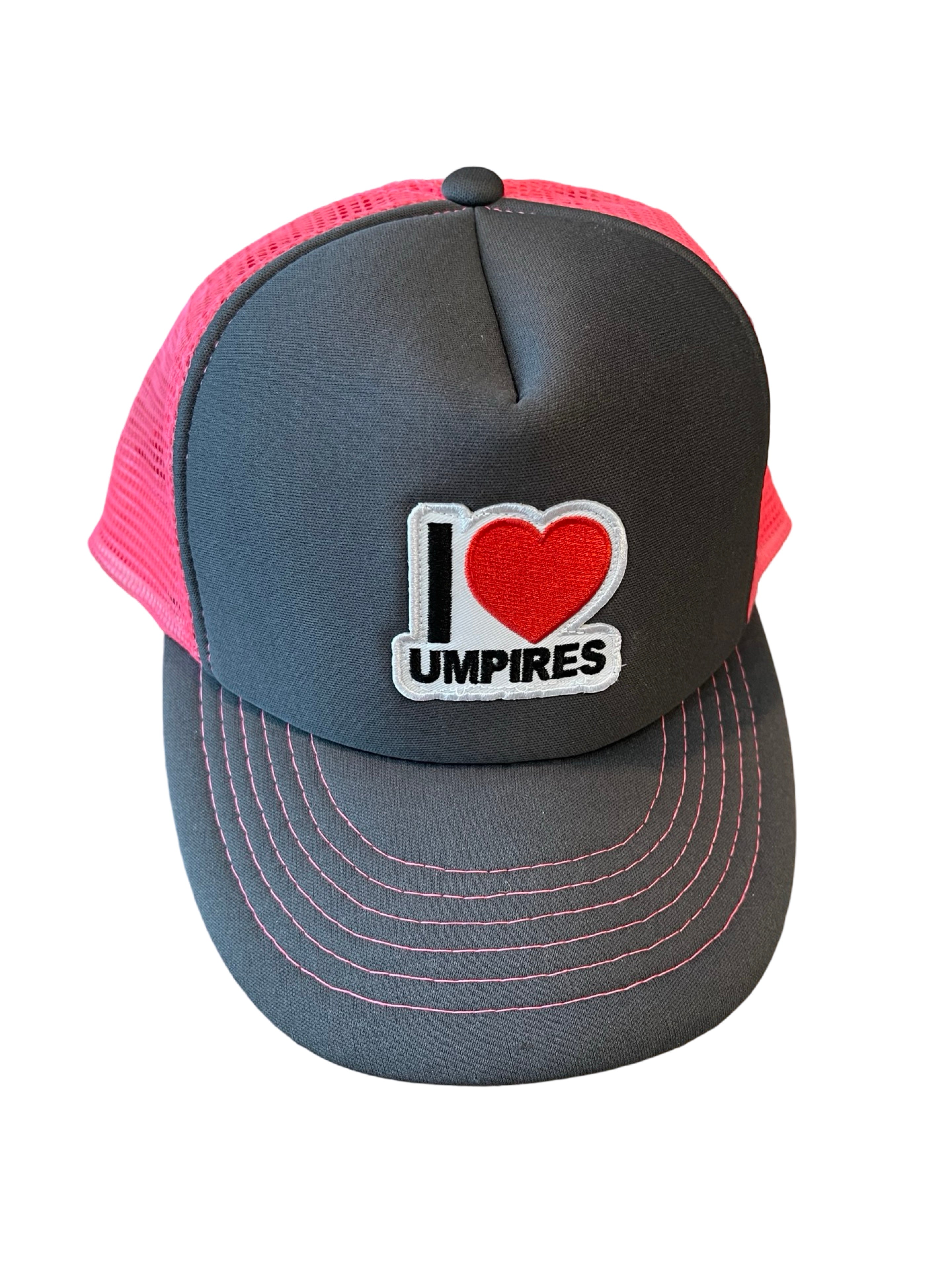 I  ❤️ Umpires Pink Trucker Hat | 100% of proceeds go towards the Student Referee Scholarship