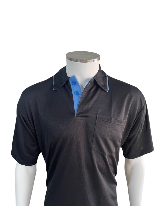 [ New September 2023 ] AeroDry Series B MLB Replica Umpire Shirt - Black with Sky Blue Collar