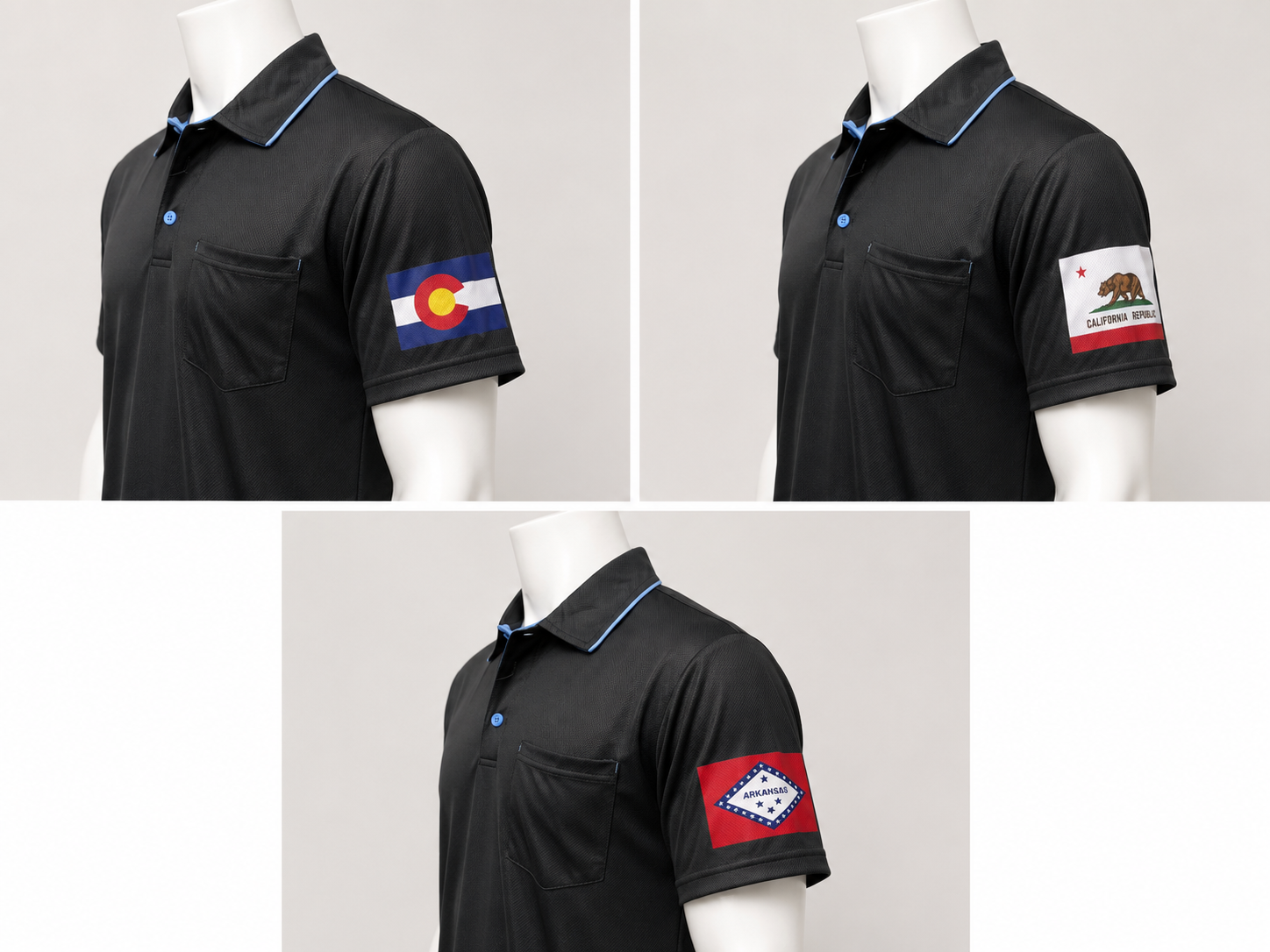 New State Flag | AeroDry Series B Major League Replica Black or Sky Blue Umpire Shirt (Allow 5-7 business days)