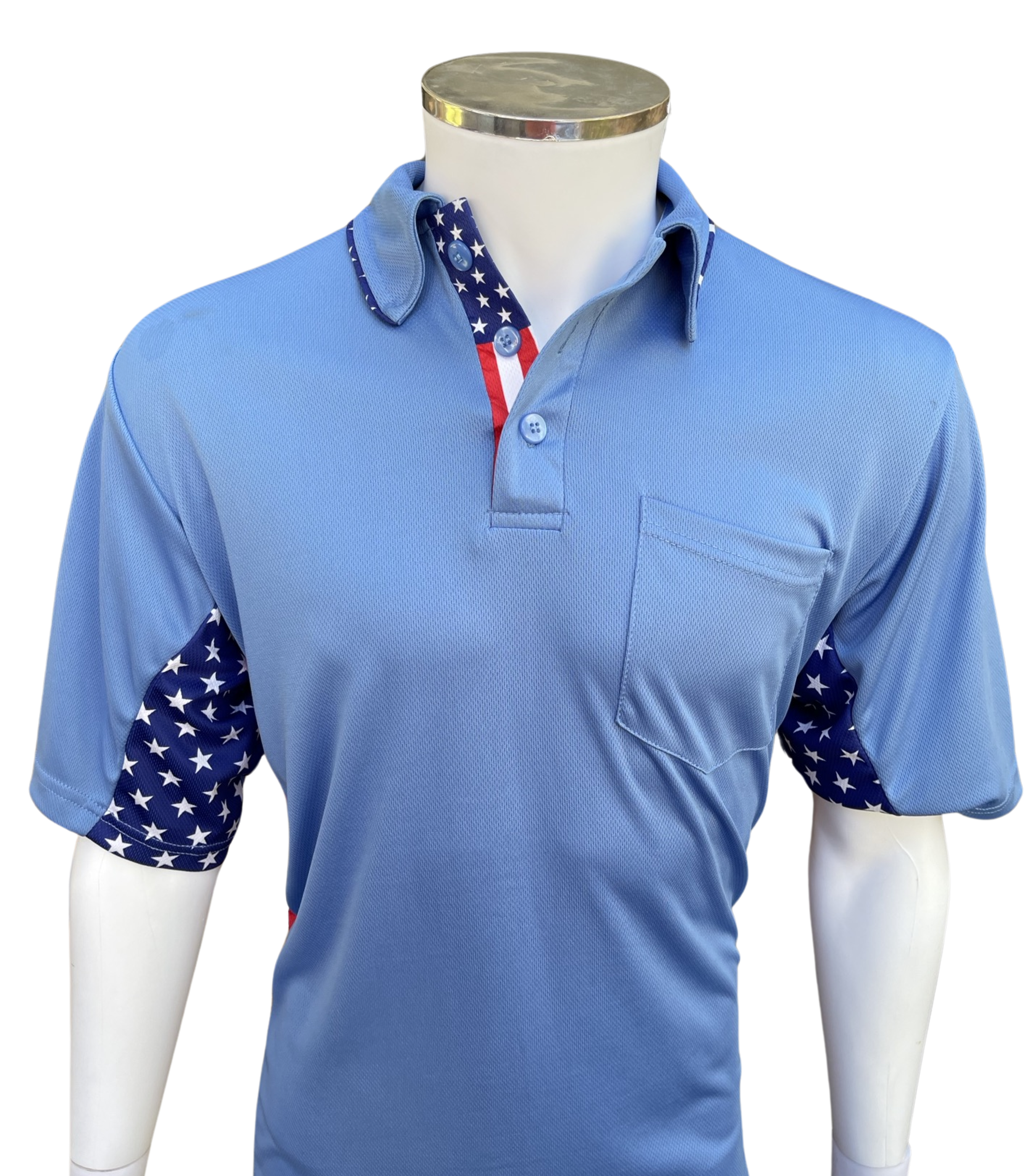 Officials Depot Exclusive:  Major League Replica Umpire Shirt  [Sky Blue ] USA FLAG