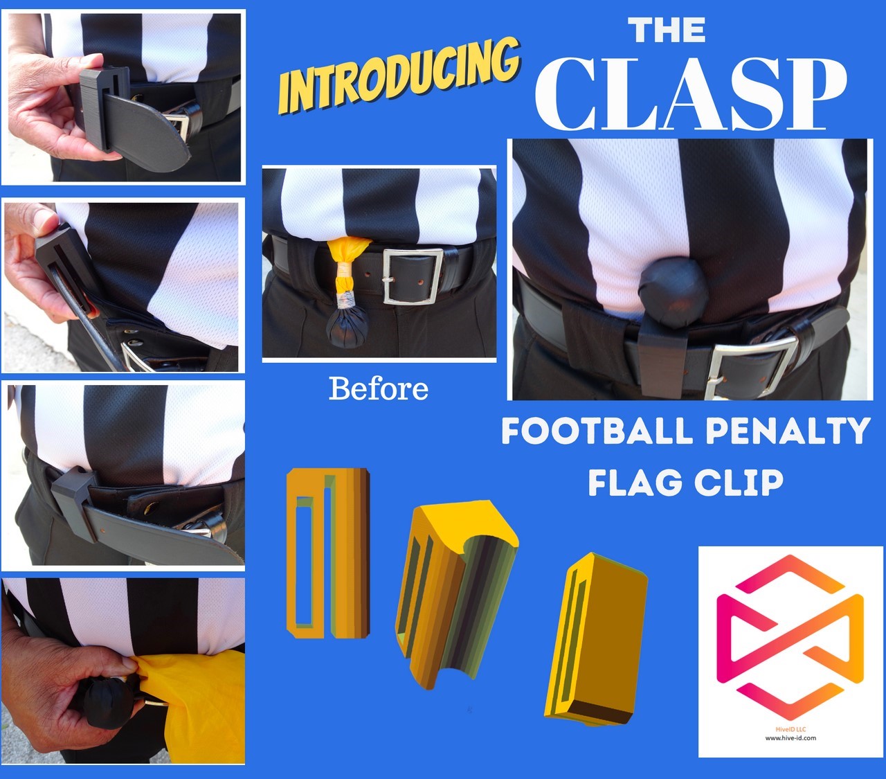 The Clasp - Football Penalty Flag Belt Clip Honig’s