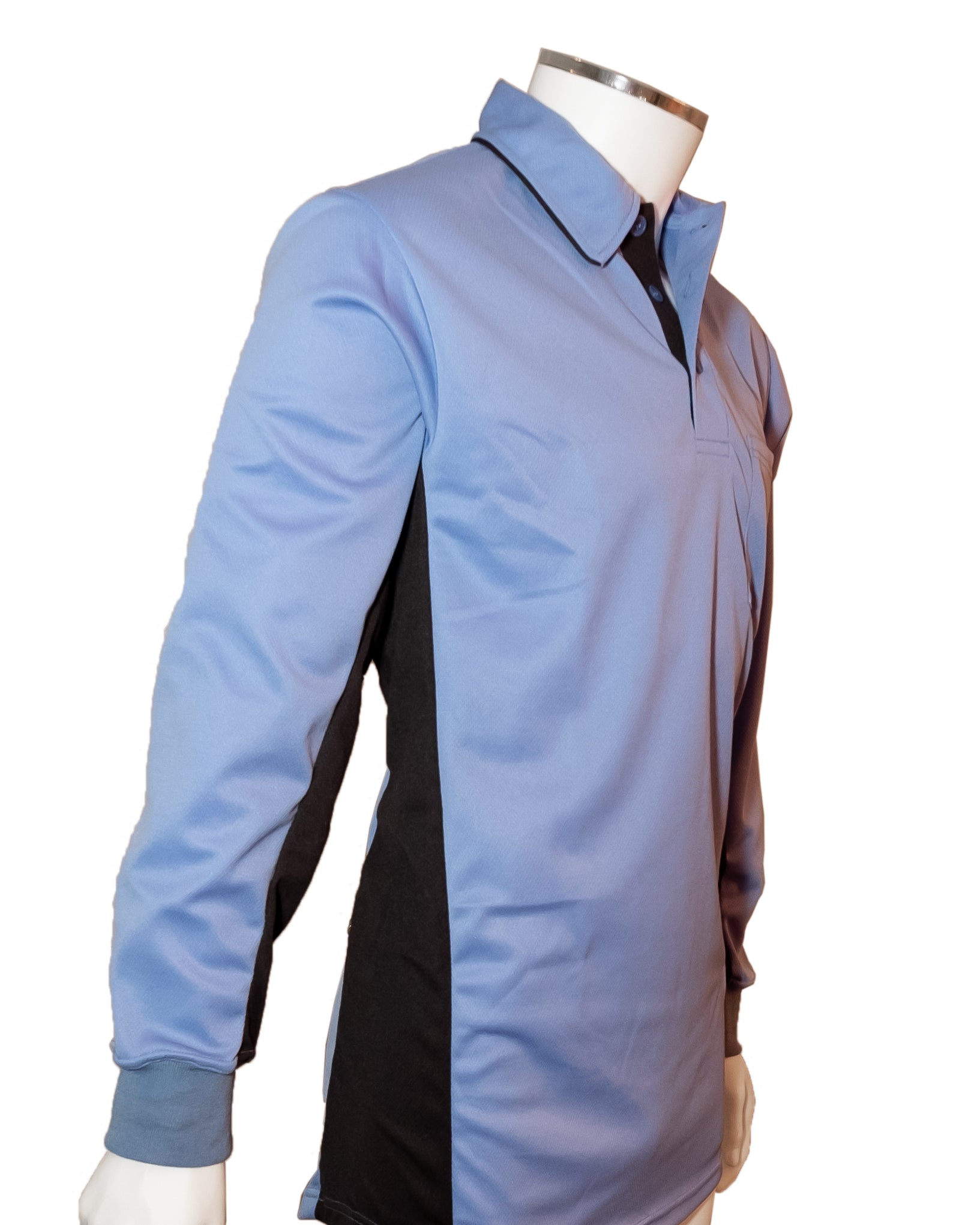 (LONG SLEEVE) Current Major League Replica Umpire Shirt - SKY BLUE with BLACK - Long Sleeve - Officials Depot