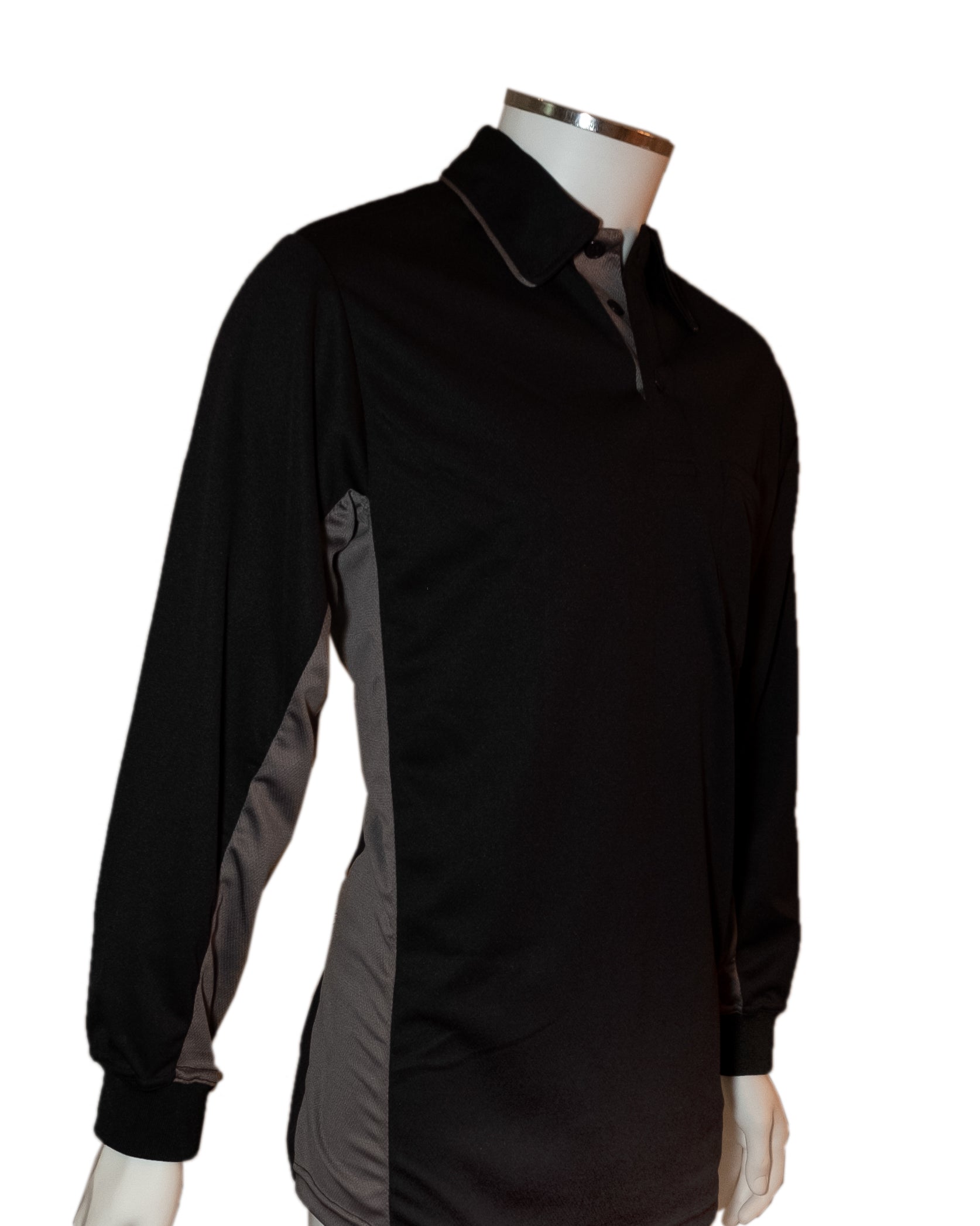 SWAC (LONG SLEEVE) Current Major League Replica Umpire Shirt - BLACK with CHARCOAL GRAY - Long Sleeve - Officials Depot