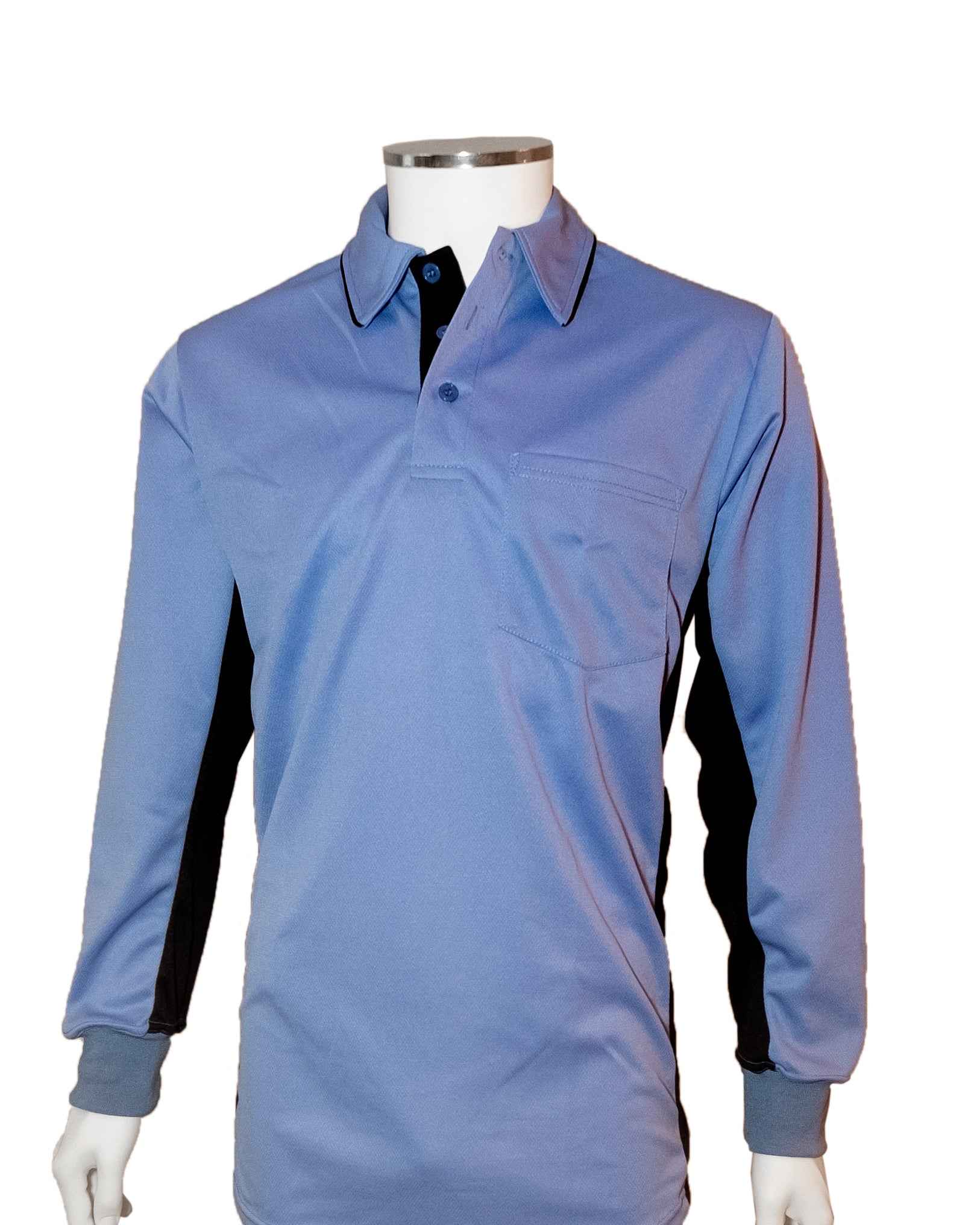 (LONG SLEEVE) Current Major League Replica Umpire Shirt - SKY BLUE with BLACK - Long Sleeve - Officials Depot