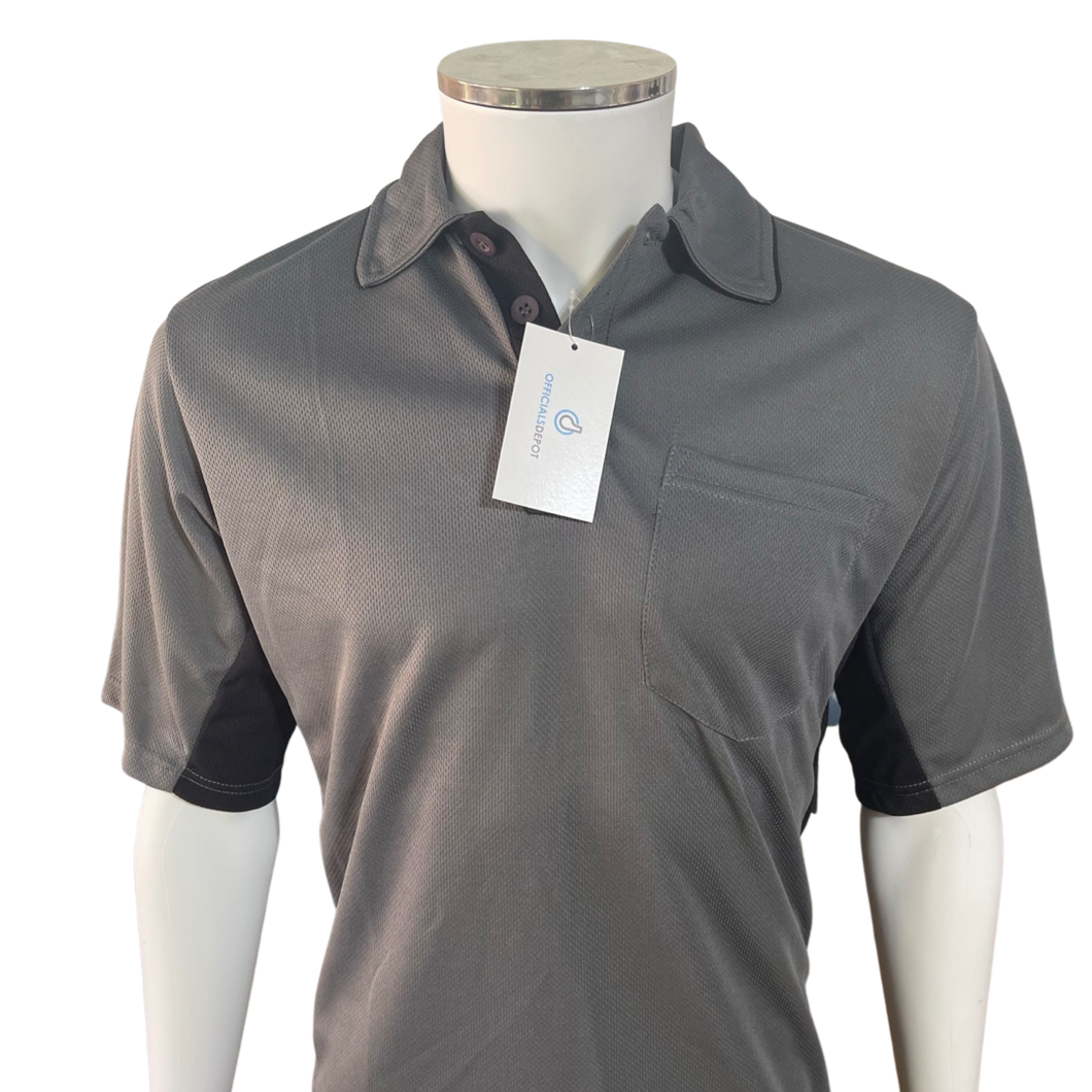 Current Major League Replica Umpire Shirt - GRAY with BLACK SIDES [LONG SLEEVE]